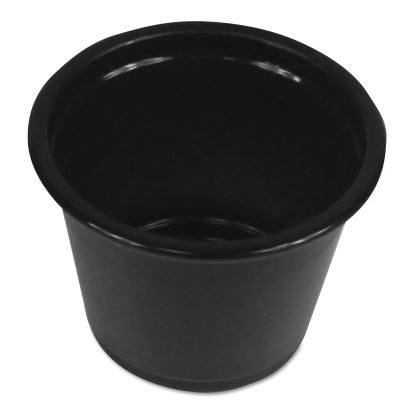 Soufflé/Portion Cups, 1 oz, Polypropylene, Black, 20 Cups/Sleeve, 125 Sleeves/Carton1
