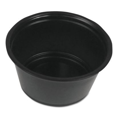 Soufflé/Portion Cups, 2 oz, Polypropylene, Black, 20 Cups/Sleeve, 125 Sleeves/Carton1