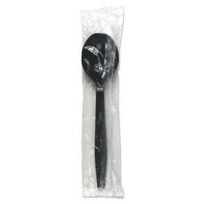 Heavyweight Wrapped Polypropylene Cutlery, Soup Spoon, Black, 1,000/Carton1