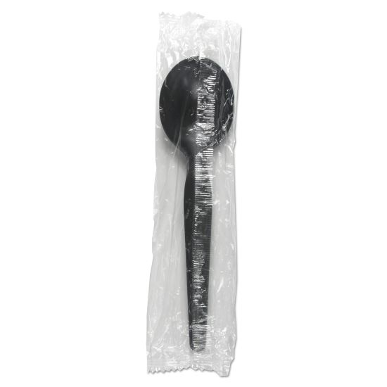 Heavyweight Wrapped Polystyrene Cutlery, Soup Spoon, Black, 1,000/Carton1