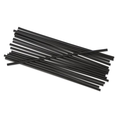 Single-Tube Stir-Straws, 5.25", Polypropylene, Black, 1,000/Pack, 10 Packs/Carton1