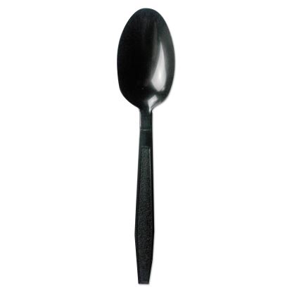 Heavyweight Polypropylene Cutlery, Teaspoon, Black, 1000/Carton1