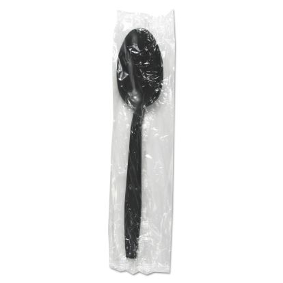 Heavyweight Wrapped Polypropylene Cutlery, Teaspoon, Black, 1,000/Carton1