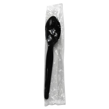 Heavyweight Wrapped Polystyrene Cutlery, Teaspoon, Black, 1,000/Carton1