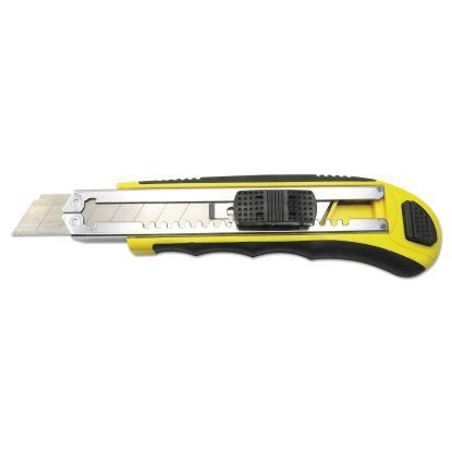 Rubber-Gripped Retractable Snap Blade Knife, Straight-Edged, Black/Yellow1
