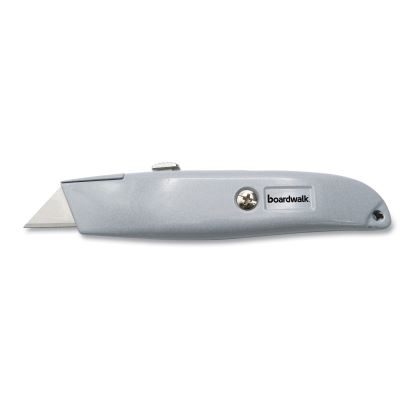 Retractable Metal Utility Knife, Retractable, Straight-Edged, Gray1