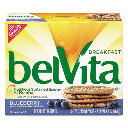 belVita Breakfast Biscuits, 1.76 oz Pack, Blueberry, 64/Carton1