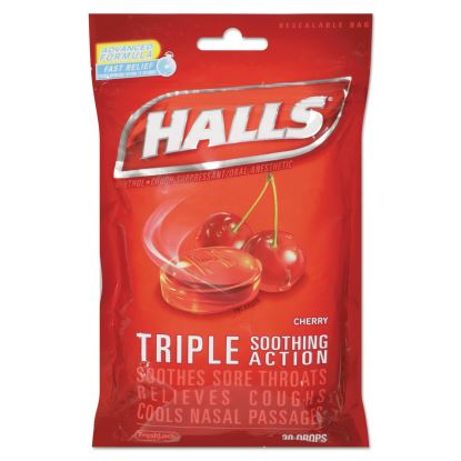 Triple Action Cough Drops, Cherry, 30/Bag, 12 Bags/Box1