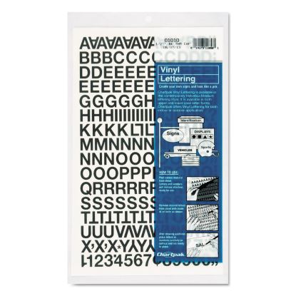 Press-On Vinyl Letters and Numbers, Self Adhesive, Black, 1/2"h, 201/Pack1