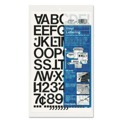 Press-On Vinyl Letters and Numbers, Self Adhesive, Black, 1"h, 88/Pack1