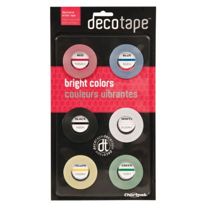 Deco Bright Decorative Tape, 1" Core, 0.13" x 27 ft, Assorted Colors, 6/Box1