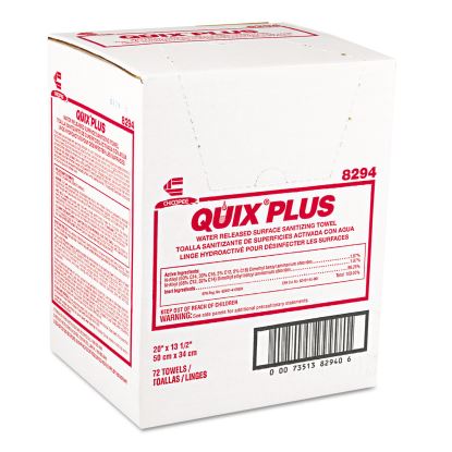 Quix Plus Cleaning and Sanitizing Towels, 13.5 x 20, Pink, 72/Carton1