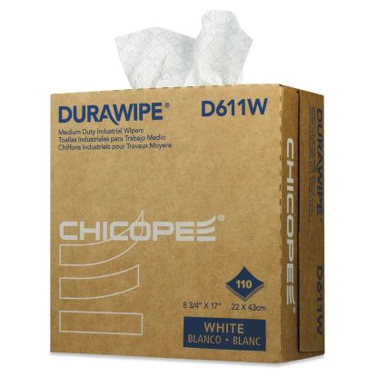 Durawipe Medium-Duty Industrial Wipers, 3-Ply, 8.8 x 17, White, 110/Box, 12 Box/Carton1