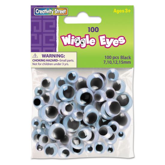 Wiggle Eyes Assortment, Assorted Sizes, Black, 100/Pack1