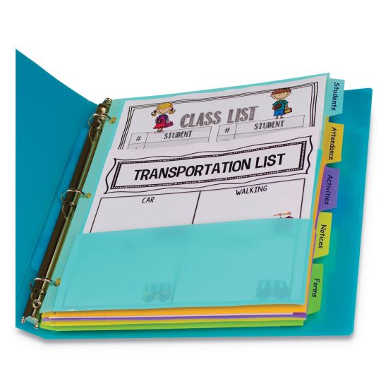 Index Dividers with Multi-Pockets, 5-Tab, 11.5 x 10, Assorted, 1 Set1