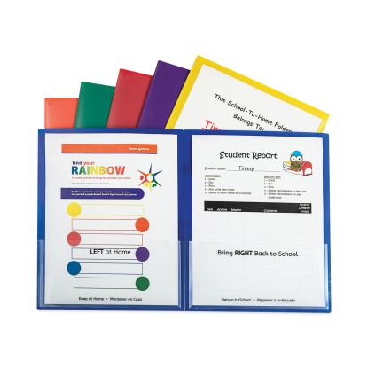 Classroom Connector Folders, 11 x 8.5, Clear/Assorted, 6/Pack1