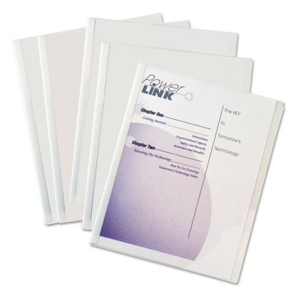Vinyl Report Covers with Binding Bars, 0.13" Capacity,  8.5 x 11, Clear/Clear, 50/Box1