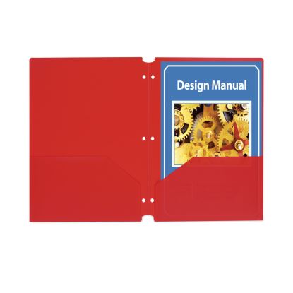 Two-Pocket Heavyweight Poly Portfolio Folder, 3-Hole Punch, 11 x 8.5, Red, 25/Box1