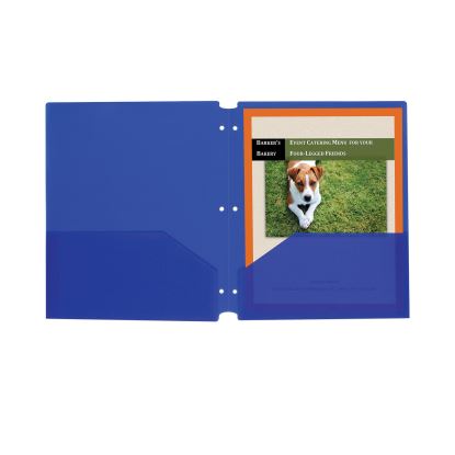 Two-Pocket Heavyweight Poly Portfolio Folder, 3-Hole Punch, 11 x 8.5, Blue, 25/Box1