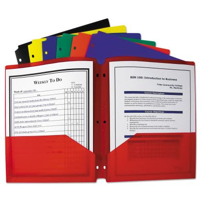 Two-Pocket Heavyweight Poly Portfolio Folder, 3-Hole Punch, 11 x 8.5, Assorted1