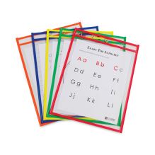 Reusable Dry Erase Pockets, 9 x 12, Assorted Primary Colors, 10/Pack1