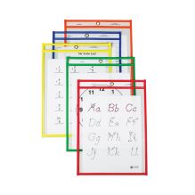 Reusable Dry Erase Pockets, 9 x 12, Assorted Primary Colors, 25/Box1
