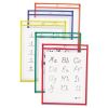 Reusable Dry Erase Pockets, 9 x 12, Assorted Primary Colors, 5/Pack2