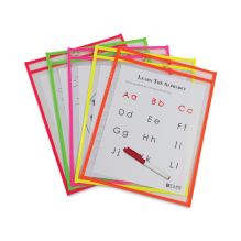 Reusable Dry Erase Pockets, 9 x 12, Assorted Neon Colors, 10/Pack1