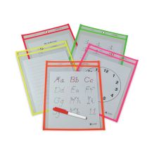 Reusable Dry Erase Pockets, 9 x 12, Assorted Neon Colors, 25/Box1