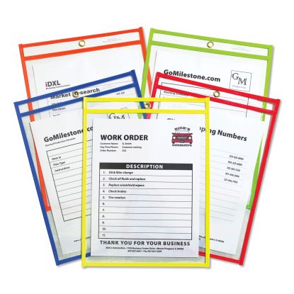 Stitched Shop Ticket Holders, Neon, Assorted 5 Colors, 75", 9 x 12, 25/BX1