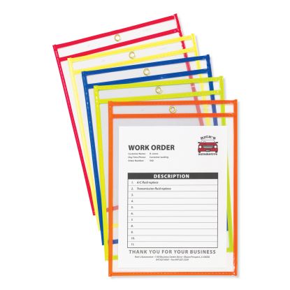 Stitched Shop Ticket Holders, Neon, Assorted 5 Colors, 75", 9 x 12, 10/Pack1