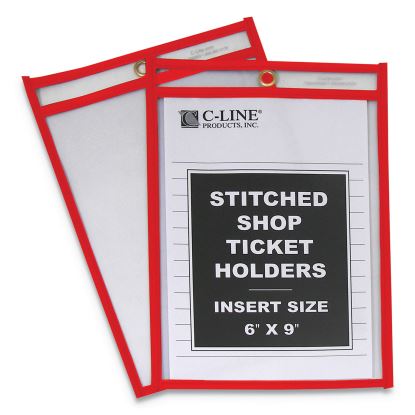 Stitched Shop Ticket Holders, Top Load, Super Heavy, Clear, 6" x 9" Inserts, 25/Box1