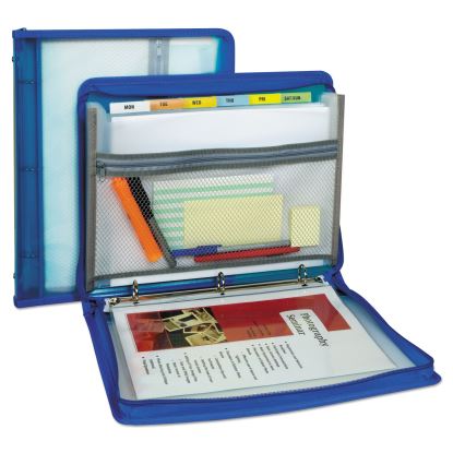 Zippered Binder with Expanding File, 2" Expansion, 7 Sections, Zipper Closure, 1/6-Cut Tabs, Letter Size, Bright Blue1