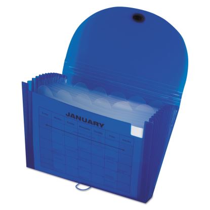 Expanding Files, 1.63" Expansion, 13 Sections, Cord/Hook Closure, 1/6-Cut Tabs, Letter Size, Blue1