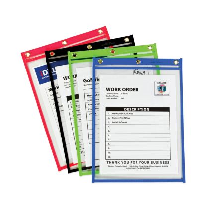 Heavy-Duty Super Heavyweight Plus Stitched Shop Ticket Holders, Clear/Assorted, 9 x 12, 20/Box1