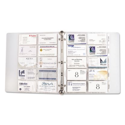 Tabbed Business Card Binder Pages, For 2 x 3.5 Cards, Clear, 20 Cards/Sheet, 5 Sheets/Pack1