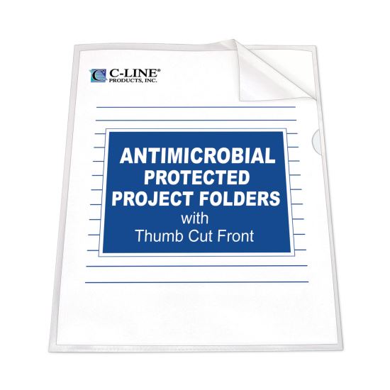 Antimicrobial Protected Poly Project Folders, Letter Size, Clear, 25/Box1