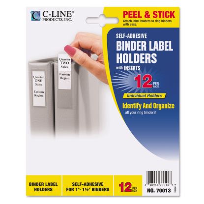 Self-Adhesive Ring Binder Label Holders, Top Load, 1 x 2,81, Clear, 12/Pack1