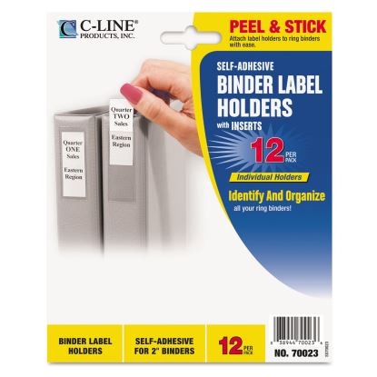 Self-Adhesive Ring Binder Label Holders, Top Load, 2.25 x 3.06, Clear, 12/Pack1