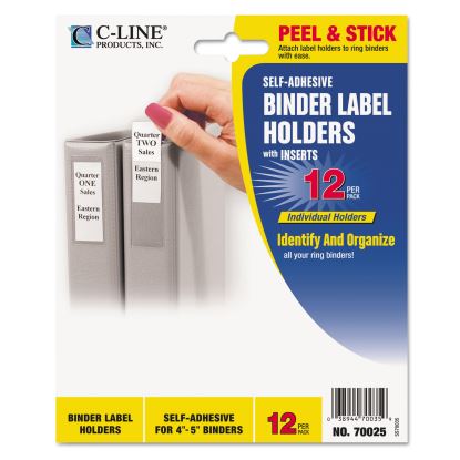 Self-Adhesive Ring Binder Label Holders, Top Load, 2 1/4 x 3 5/8, Clear, 12/Pack1