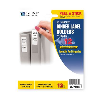 Self-Adhesive Ring Binder Label Holders, Top Load, 2.75 x 3.63, Clear, 12/Pack1
