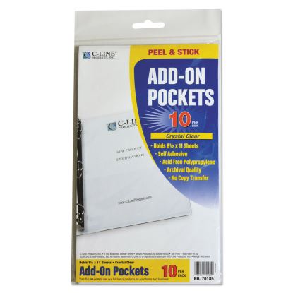 Peel and Stick Add-On Filing Pockets, 25", 11 x 8.5, 10/Pack1