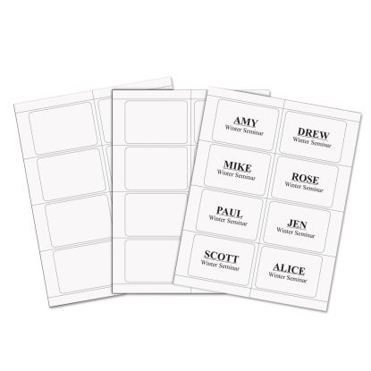 Laser Printer Name Badges, 3 3/8 x 2 1/3, White, 200/Box1