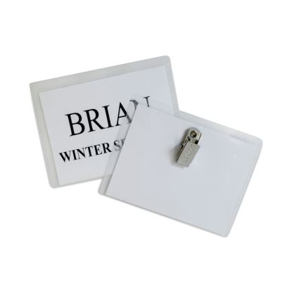 Name Badge Kits, Top Load, 4 x 3, Clear, Clip Style, 96/Box1