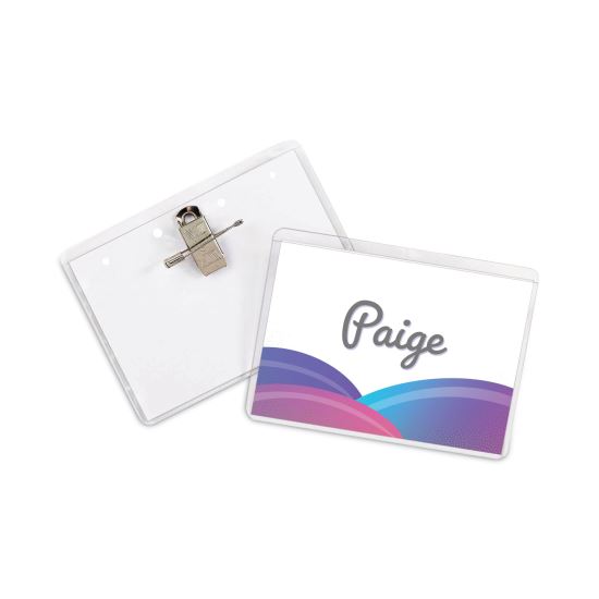 Name Badge Kits, Top Load, 3 1/2 x 2 1/4, Clear, Combo Clip/Pin, 50/Box1