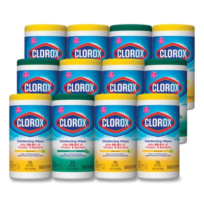 Disinfecting Wipes, 7 x 8, Fresh Scent/Citrus Blend, 75/Canister, 3/Pack, 4 Packs/Carton1