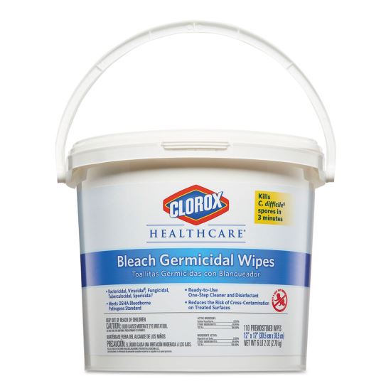 Bleach Germicidal Wipes, 12 x 12, Unscented, 110/Bucket1