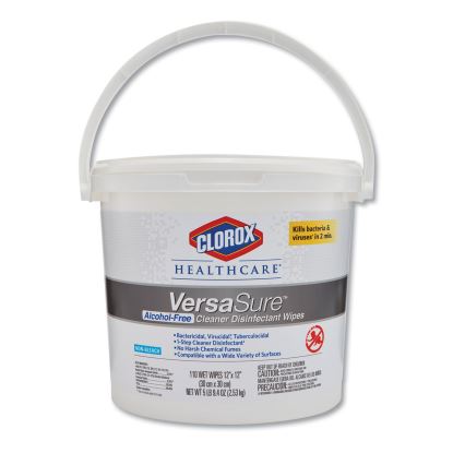 VersaSure Cleaner Disinfectant Wipes, 1-Ply, 12 x 12, White, 110/Bucket1