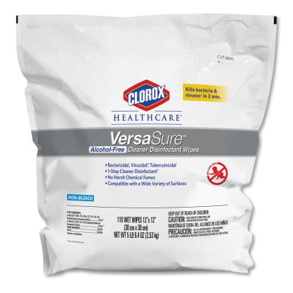 VersaSure Cleaner Disinfectant Wipes, 1-Ply, 12 x 12, White, 110/Pouch1