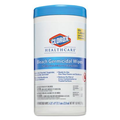 Bleach Germicidal Wipes, 6.75 x 9, Unscented, 70/Canister1